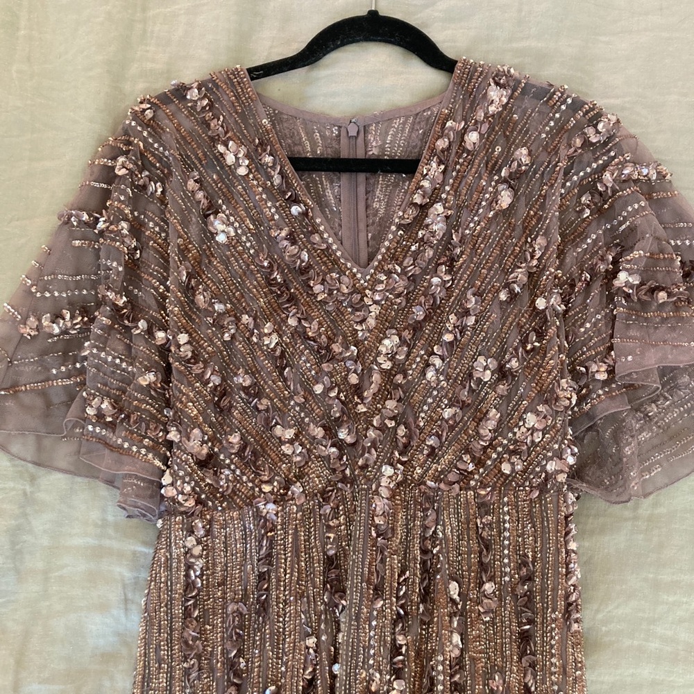Flutter sleeve Aidan Mattox sequin gown